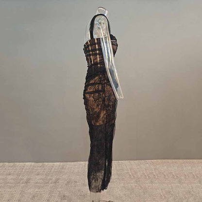 Corset Mesh Corset Slip Lace Dress – Elegant Semi-Formal Dress