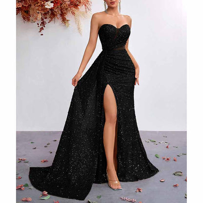Sequin Prom Dress Sweetheart High-Split Formal Gown
