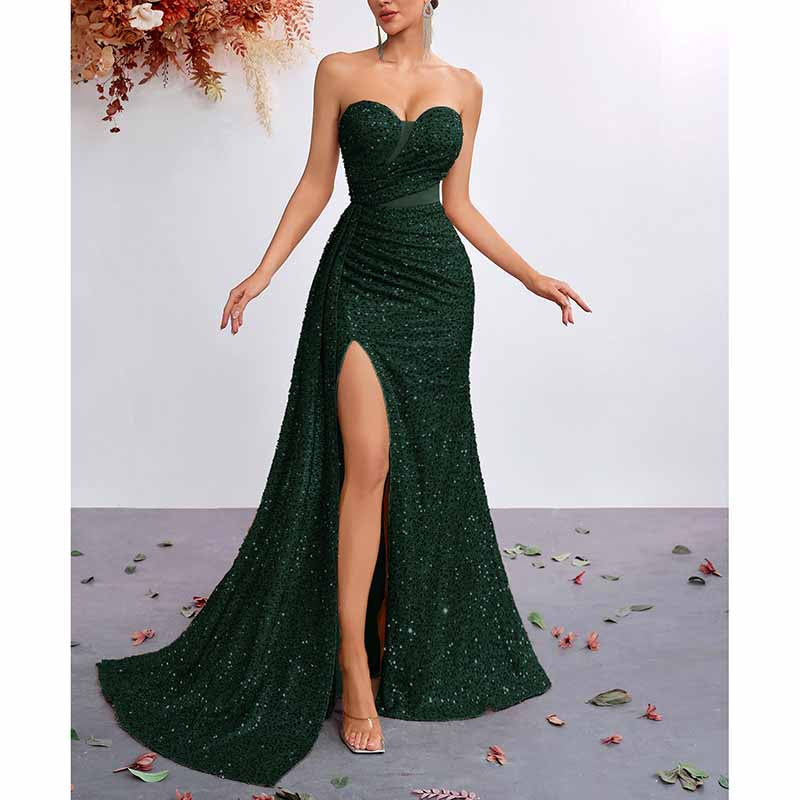 Sequin Prom Dress Sweetheart High-Split Formal Gown