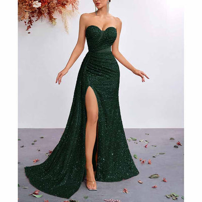 Sequin Prom Dress Sweetheart High-Split Formal Gown