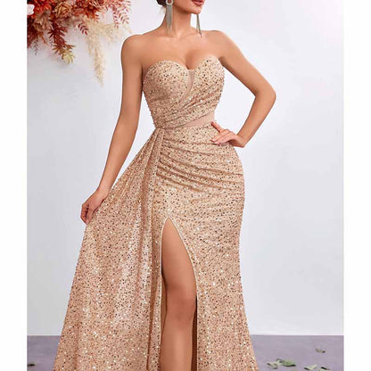 Sequin Prom Dress Sweetheart High-Split Formal Gown