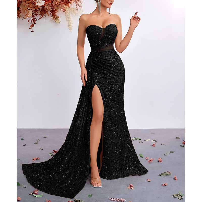 Sequin Prom Dress Sweetheart High-Split Formal Gown