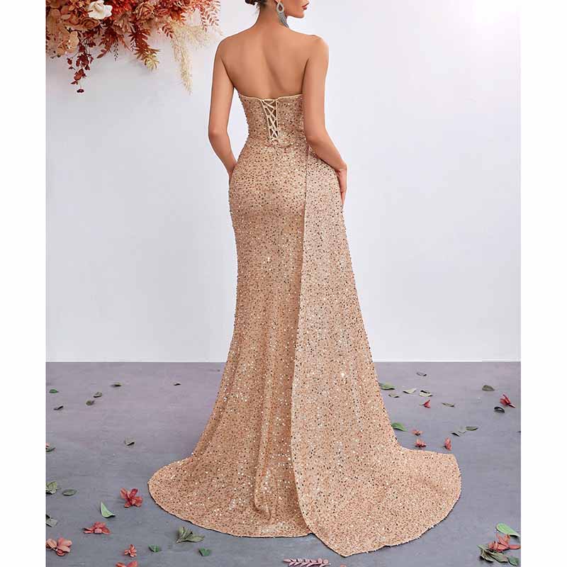 Sequin Prom Dress Sweetheart High-Split Formal Gown