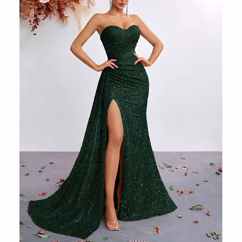 Sequin Prom Dress Sweetheart High-Split Formal Gown