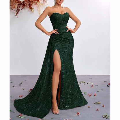 Sequin Prom Dress Sweetheart High-Split Formal Gown