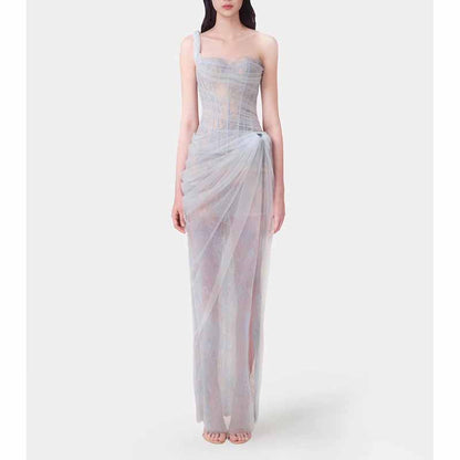 Corset Mesh Corset Slip Lace Dress – Elegant Semi-Formal Dress