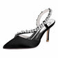 3.35" Cross Crystal Strap Wedding Shoes Satin Bridal Heels