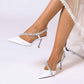 3.35" Cross Crystal Strap Wedding Shoes Satin Bridal Heels