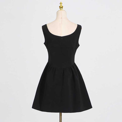 Crystal-Embellished Square-Neck Sleeveless Mini Dress