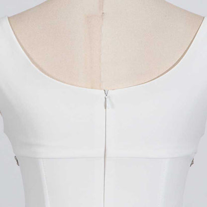 Crystal-Embellished Square-Neck Sleeveless Mini Dress