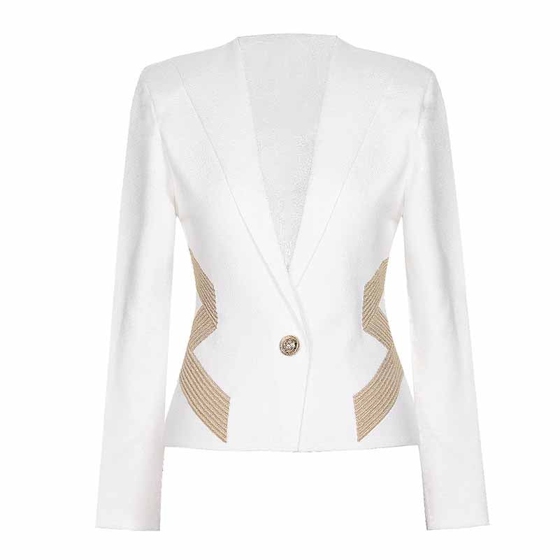 Crystal Beaded Blazer Single Breasted Jacket