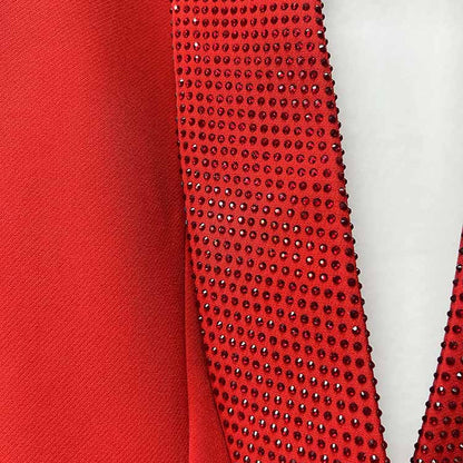 Crystal Embellished Jacket Tunic Spliced Button Diamond Blazer