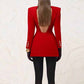 Crystal Embellished Jacket Tunic Spliced Button Diamond Blazer