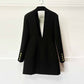 Crystal Embellished Jacket Tunic Spliced Button Diamond Blazer