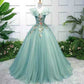 Custom Made Green Prom Dress Flying Sleeve Evening Dress V-Neck Party Dress