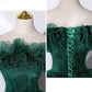 Custom Made Off-shoulder Emerald Gown With Flowy Skirt