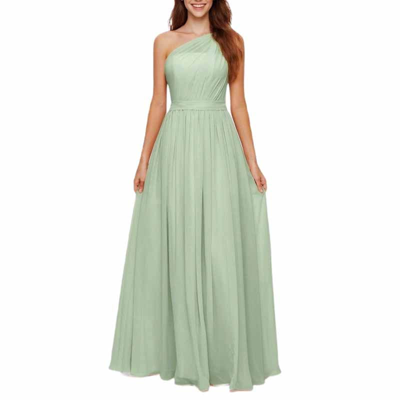 Custom One Shoulder Sage Green Long Bridesmaid Dress | Elegant & Tailored