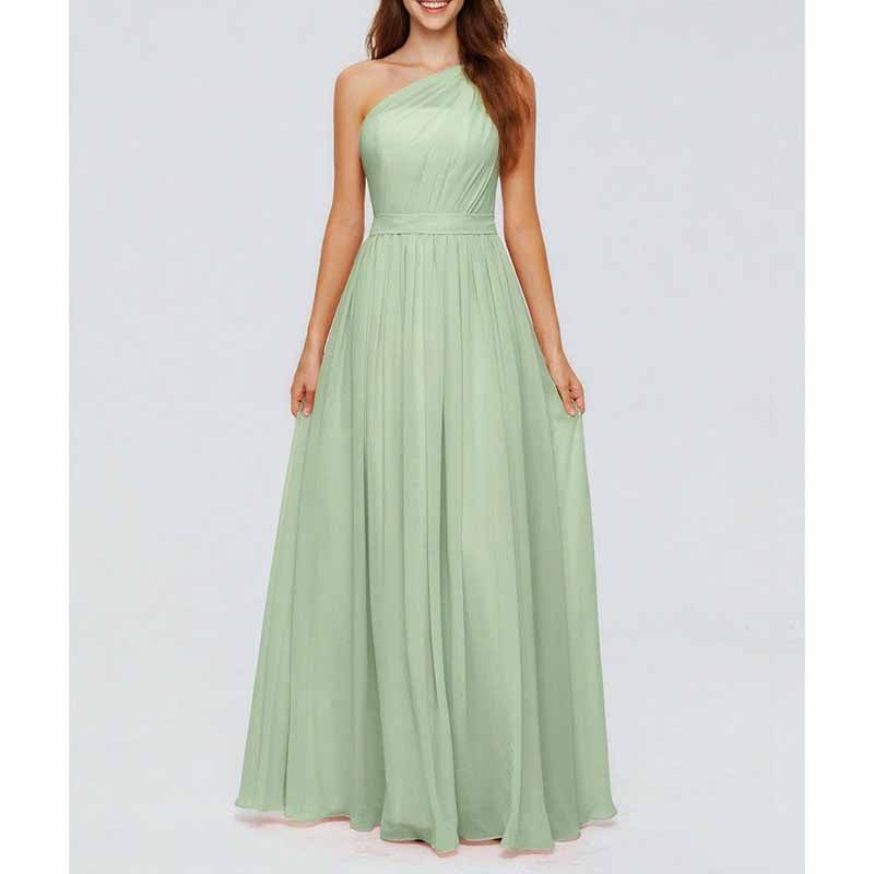 Custom One Shoulder Sage Green Long Bridesmaid Dress | Elegant & Tailored
