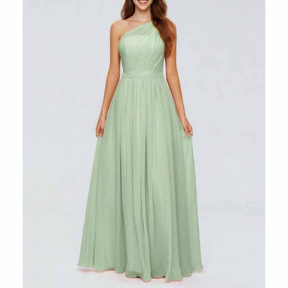 Custom One Shoulder Sage Green Long Bridesmaid Dress | Elegant & Tailored