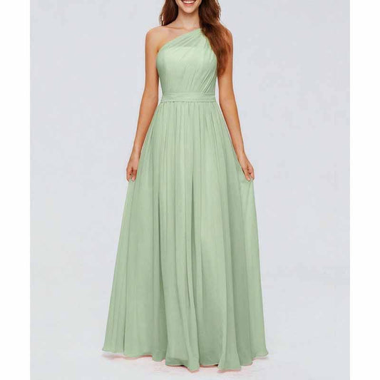 Custom One Shoulder Sage Green Long Bridesmaid Dress | Elegant & Tailored