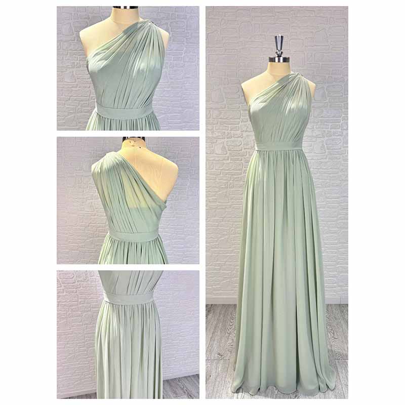 Custom One Shoulder Sage Green Long Bridesmaid Dress | Elegant & Tailored