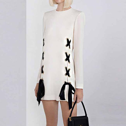 Women's Lace-Up Long Sleeves Minidress