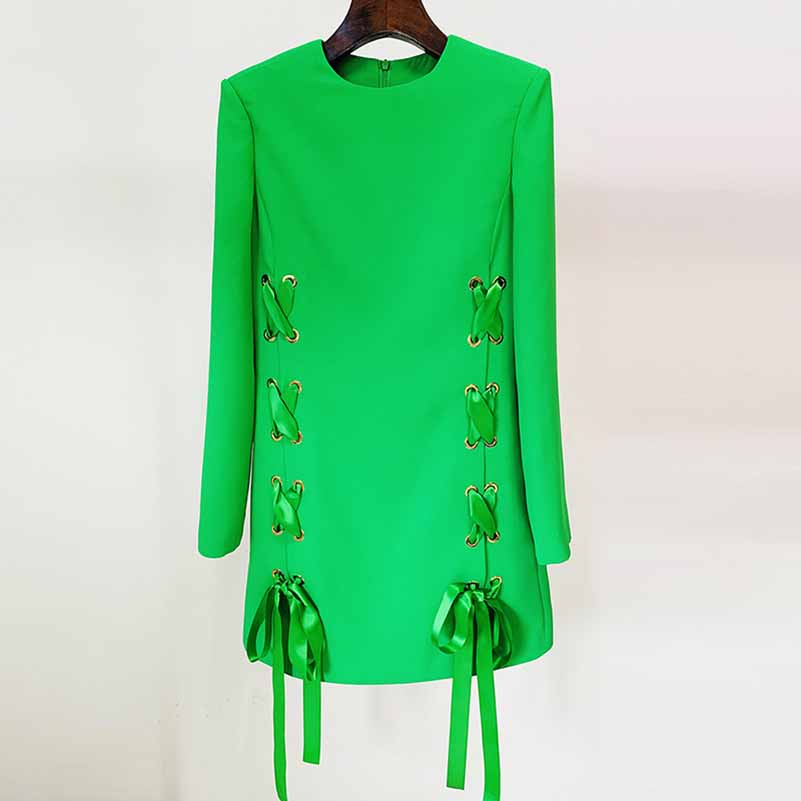 Women's Lace-Up Long Sleeves Minidress
