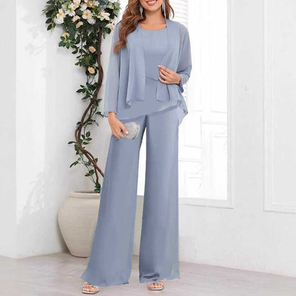 Mother of The Bride Pant Suit Wedding Elegant 3 Pieces Set Formal Suit
