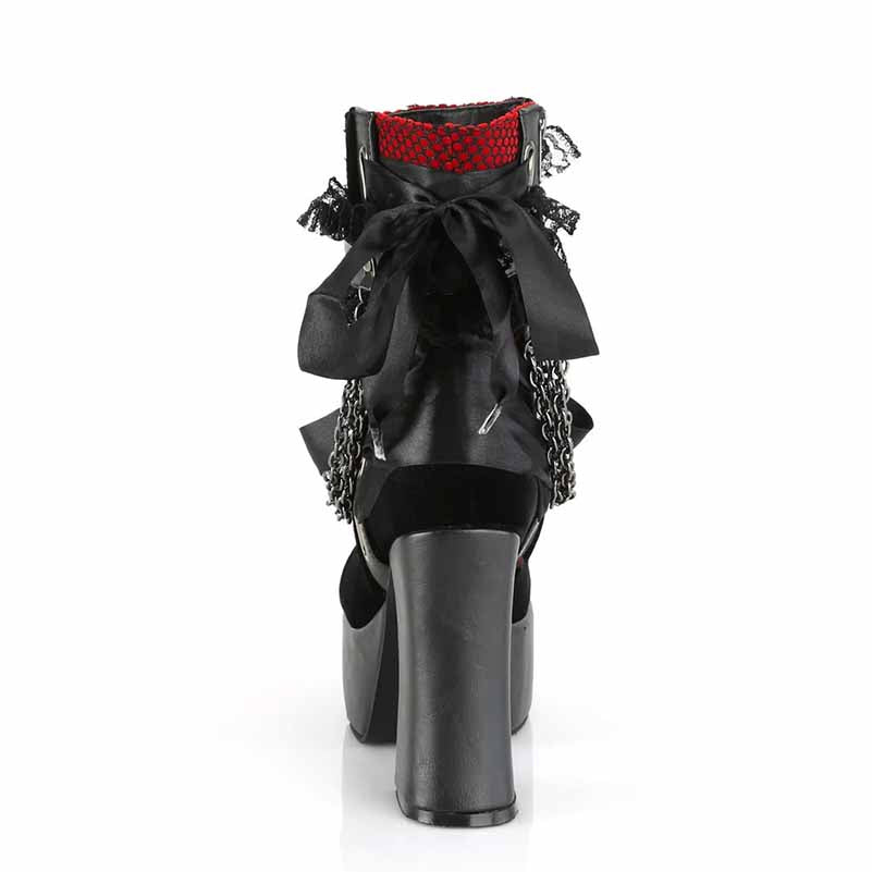 Demonia Platform Boots Black Red Heels Velvet Boots