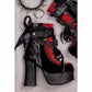 Demonia Platform Boots Black Red Heels Velvet Boots