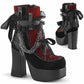 Demonia Platform Boots Black Red Heels Velvet Boots