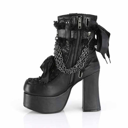 Demonia Platform Boots Black Red Heels Velvet Boots