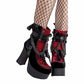 Demonia Platform Boots Black Red Heels Velvet Boots