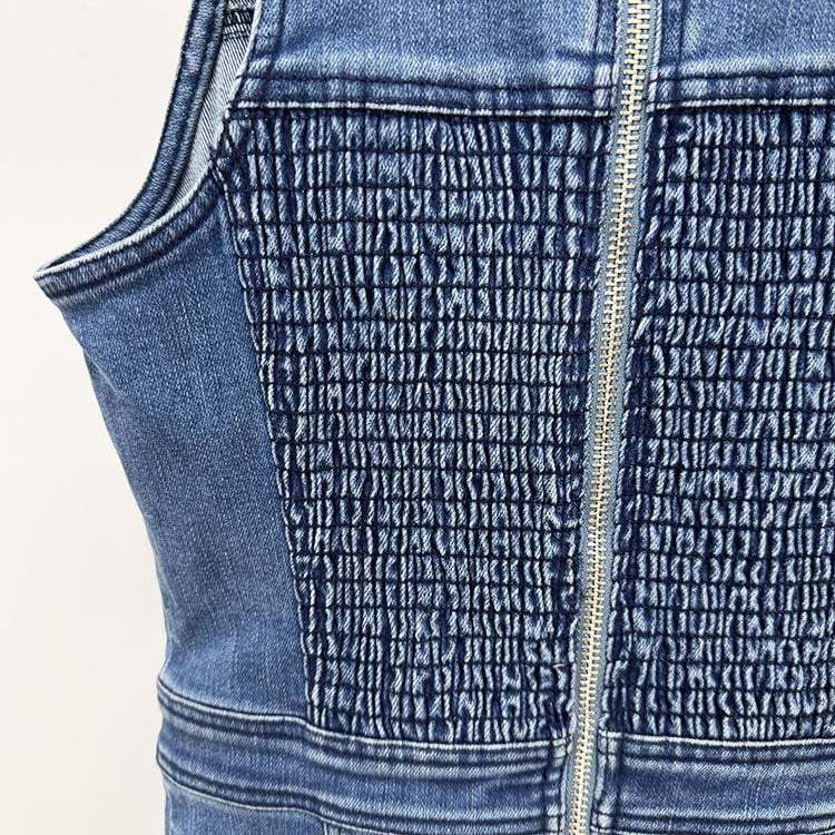 Denim Buttoned Lace-Up Mini Dress Blue