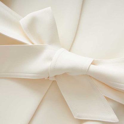 Women's Belted Blazer Coat | Collarless V-Neck Mid-Length Style