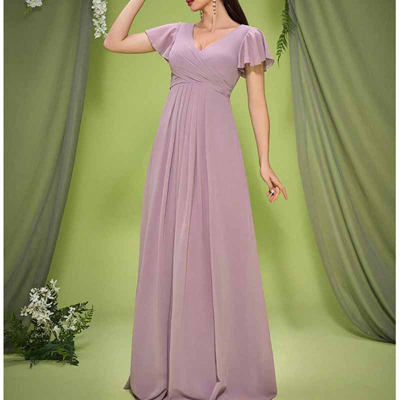 green emerald velvet dress Zapaka Women Dusty Rose Mother of The Bride Dress A-Line Round Neck Lace Long Wedding Guest Dress with 3/4 Sleeves, Dusty Rose / US6 main image 1