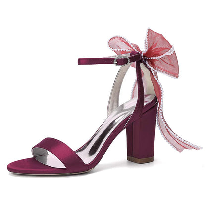 Elegant Bridal High Heel Sandals with Bow Detail – Perfect for Your Wedding Day
