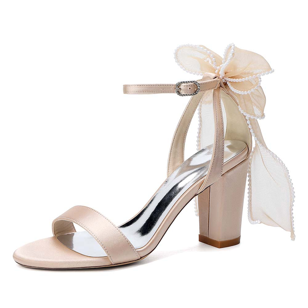 Elegant Bridal High Heel Sandals with Bow Detail – Perfect for Your Wedding Day