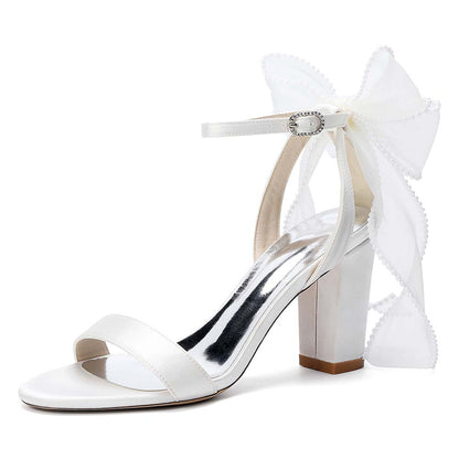 Elegant Bridal High Heel Sandals with Bow Detail – Perfect for Your Wedding Day