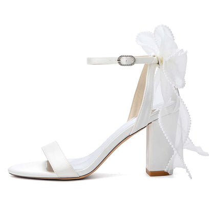 Elegant Bridal High Heel Sandals with Bow Detail – Perfect for Your Wedding Day
