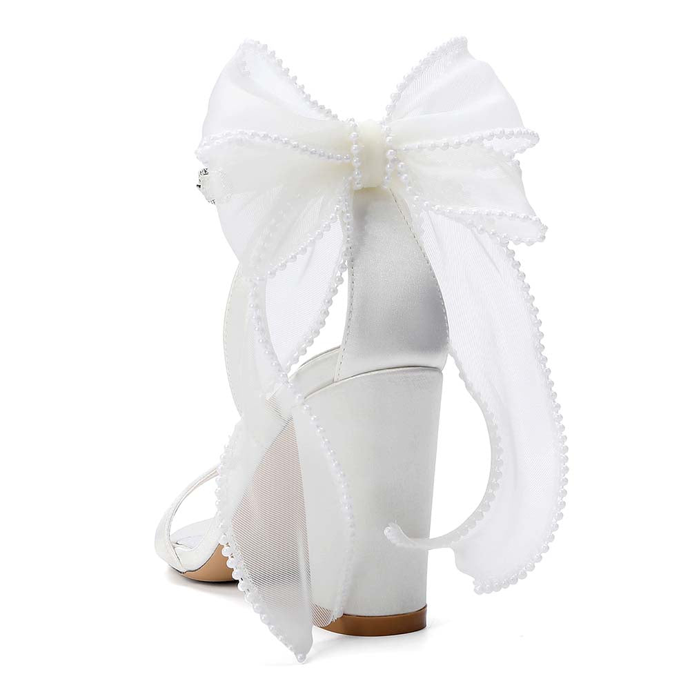 Elegant Bridal High Heel Sandals with Bow Detail – Perfect for Your Wedding Day