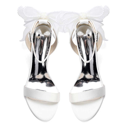 Elegant Bridal High Heel Sandals with Bow Detail – Perfect for Your Wedding Day