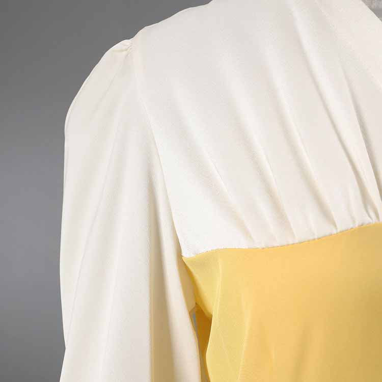 Elegant High Waist Ruffle Mini Dress – Short Contrast V-Neck Dress for Women