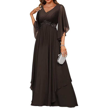 V-Neck Long Chiffon Bridesmaid Dress – Breathable, Lightweight & Timeless