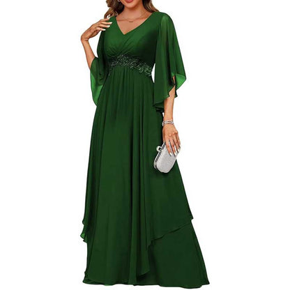 V-Neck Long Chiffon Bridesmaid Dress – Breathable, Lightweight & Timeless