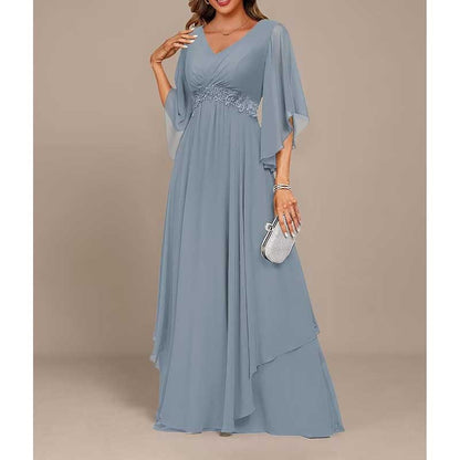 V-Neck Long Chiffon Bridesmaid Dress – Breathable, Lightweight & Timeless