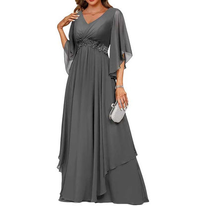 V-Neck Long Chiffon Bridesmaid Dress – Breathable, Lightweight & Timeless