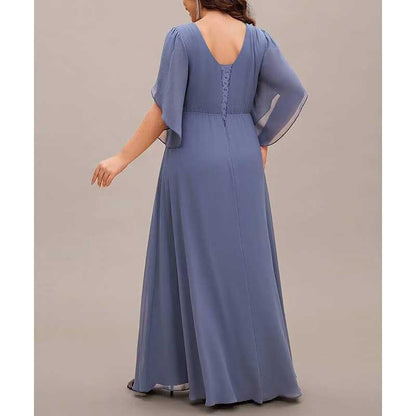 V-Neck Long Chiffon Bridesmaid Dress – Breathable, Lightweight & Timeless