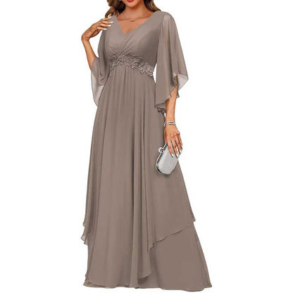 V-Neck Long Chiffon Bridesmaid Dress – Breathable, Lightweight & Timeless