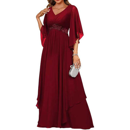 V-Neck Long Chiffon Bridesmaid Dress – Breathable, Lightweight & Timeless